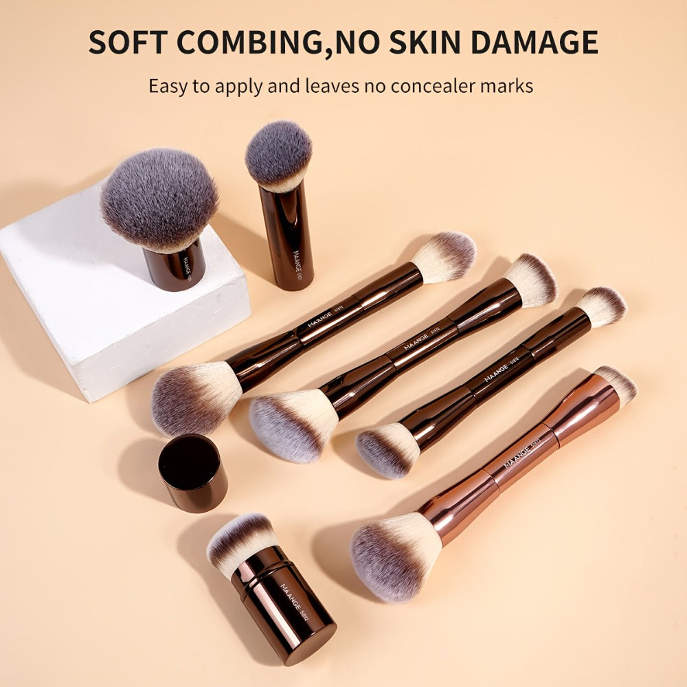 Professional Makeup Brush Set 20Pcs Metal Aluminum Tube Handle with Storage Bag Foundation Powder Blush Eye Shadow Kabuki Brushes for Women Travel Portable Multi-Function Black Gold