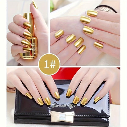 Chrome Nail Polish Set 12 Colors Mirror 3D Metallic Effect with Built-in Fine Brush — Long-Lasting Metal Paint for Salon & DIY Nail Art Design, Manicure Gift Set for Women & Girls