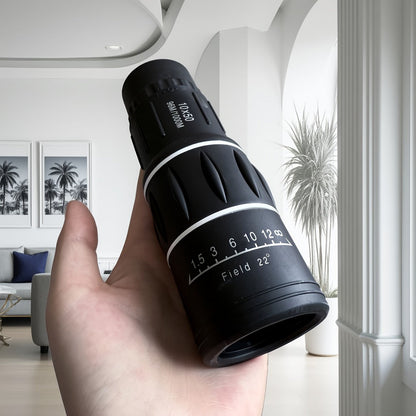 Compact 10x50 Monocular Telescope with Manual Focus, Wrist Cord and 16 cm Pictured Length for Adults