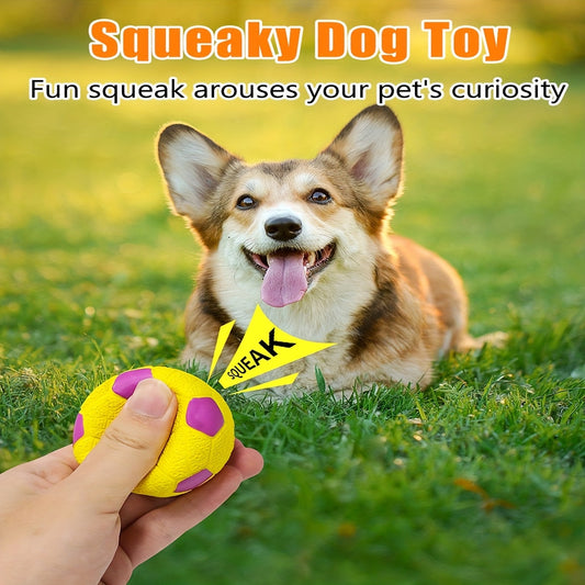 Dog Toy 4-Pack 2.8-Inch Latex Squeaky Sport Balls in Vibrant Colors for Puppies and Small Dogs