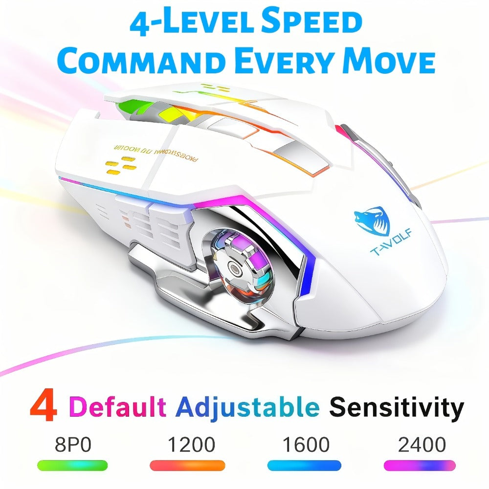 RGB Dual-Mode Wireless Gaming Mouse with Bluetooth 5.0, 2.4 GHz Receiver and Four Color Options