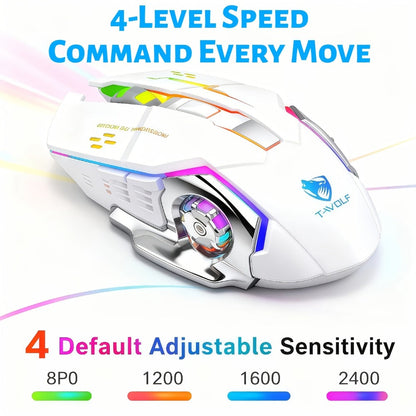 RGB Dual-Mode Wireless Gaming Mouse with Bluetooth 5.0, 2.4 GHz Receiver and Four Color Options