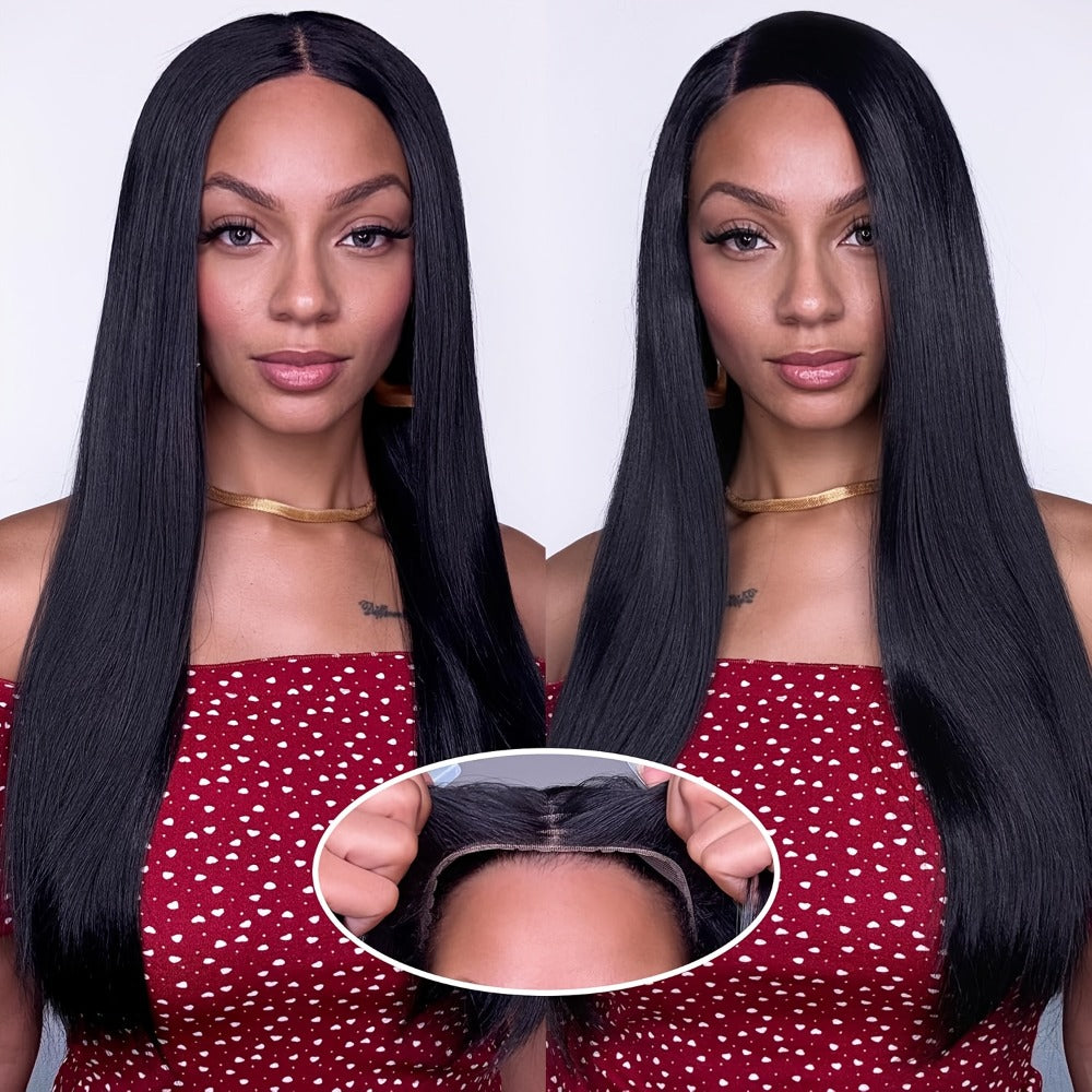 6x4.5 HD Lace Straight Human Hair Wig in Natural Black with Seven Lengths from 22 to 36 Inches