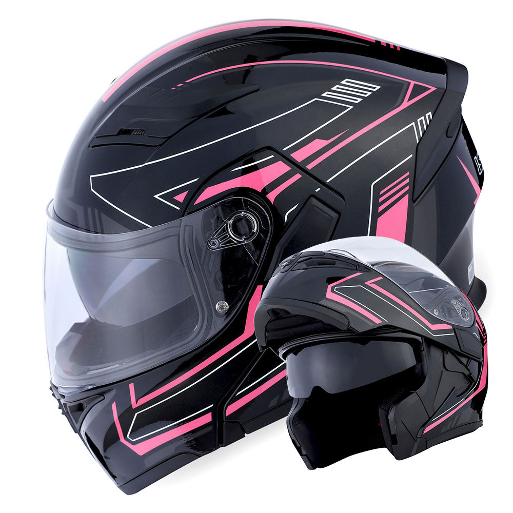 Motorcycle Modular Full Face Helmet Flip Up Dual Visor Inner Smoked Shield Lightweight Aerodynamic Thermoplastic Shell Removable Washable Interior for Men Women, Multiple Colors S M L XL