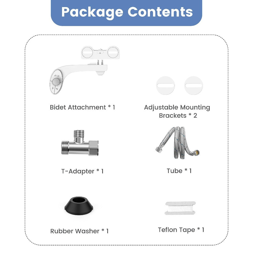 Ultra-Slim Non-Electric Bidet Attachment with Dual Retractable Nozzles and Seven Model Options