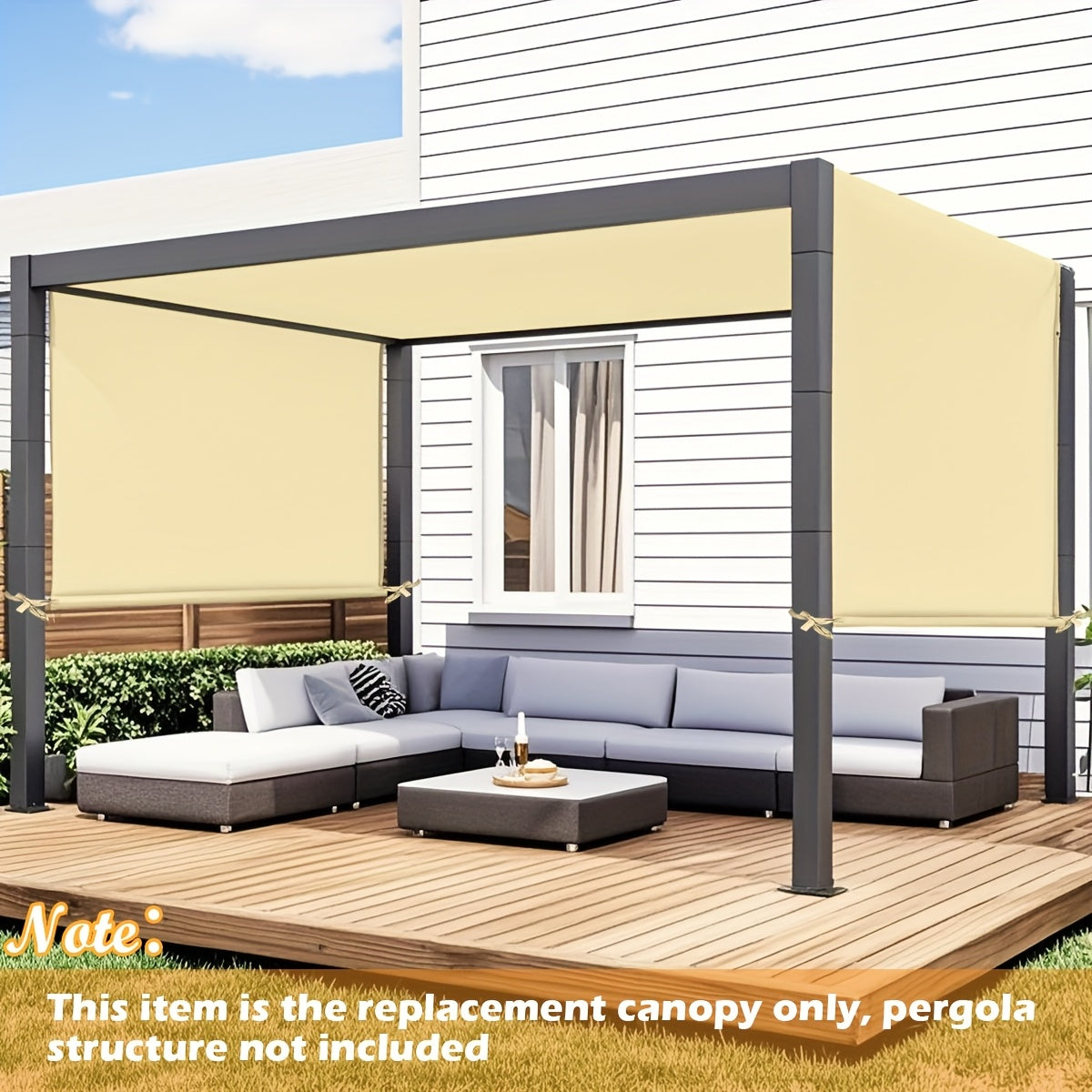 Retractable Pergola Replacement Canopy Cover, 105-Inch Width with Eight Colors and Three Length Options