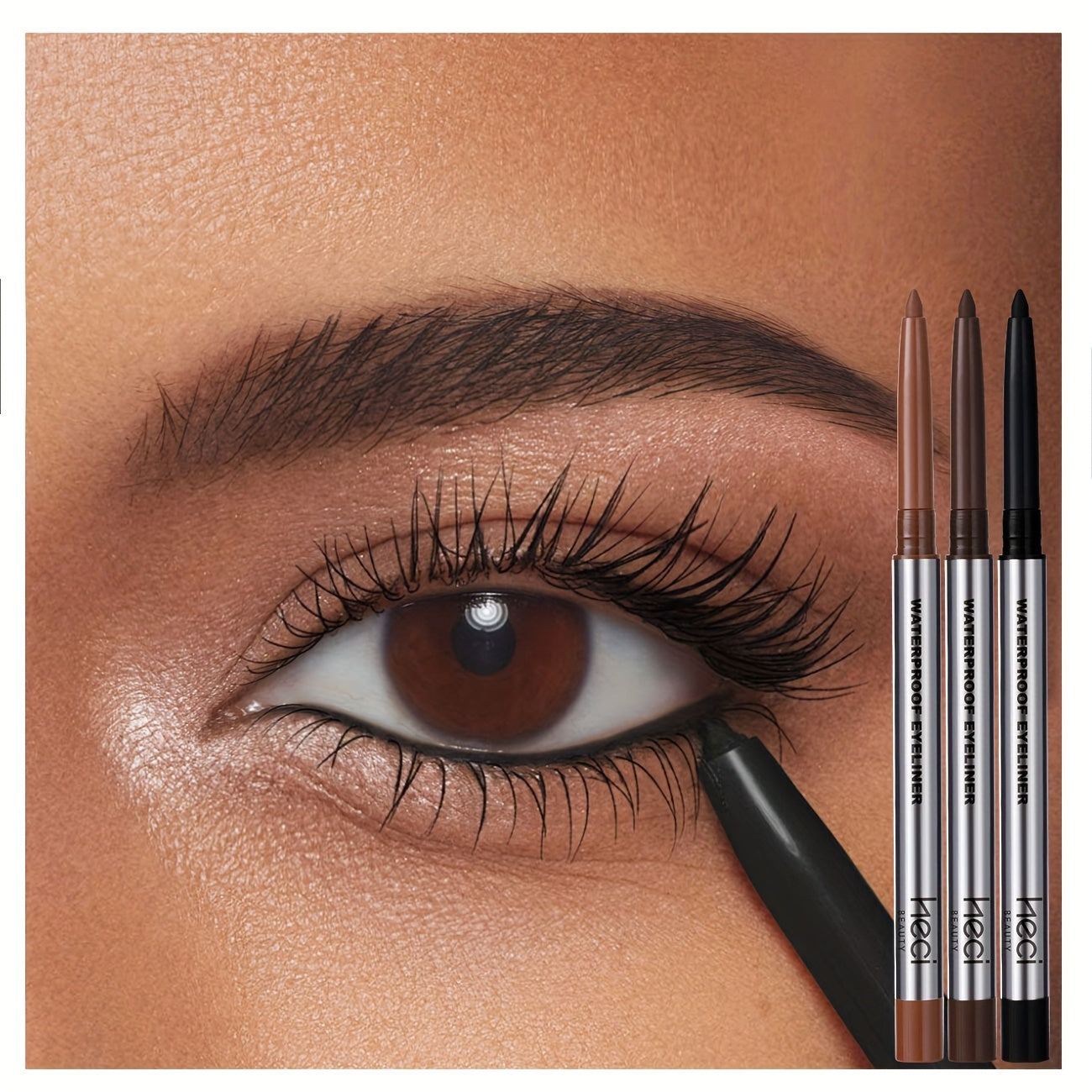 3-Piece Matte Gel Eyeliner Pen Set Waterproof Long-Lasting Smudge-Proof Precision Eye Makeup — Quick-Dry Creamy Formula for Sensitive Mature Skin Beginner Friendly Deep Medium Black