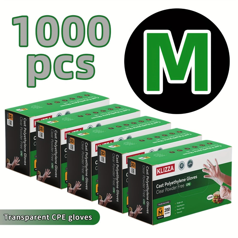 Clear CPE Poly Disposable Gloves with 200- or 1000-Piece Packages and Restricted S, M or XL Size Mapping