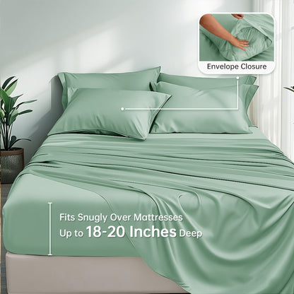 Deep-Pocket Fitted Sheet in Eleven Colors and Twin, Full, Queen or King Checkout Sizes for Home and Everyday Use