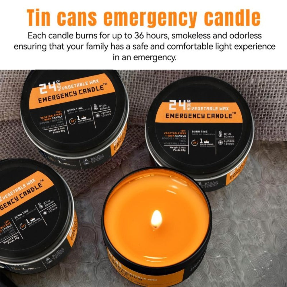 Emergency Soy Wax Candles Long Burning, 4 or 6 Pack Unscented Single-Wick Candles in Golden Tin for Power Outages