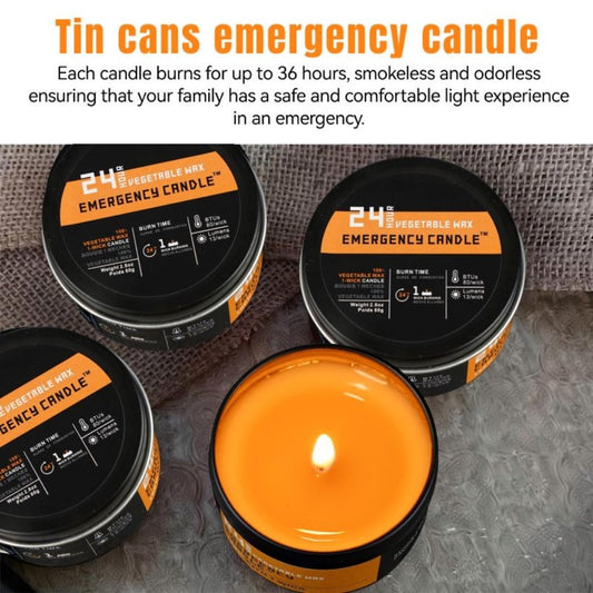 Emergency Soy Wax Candles 24-Hour Long Burning – 4 or 6 Pack Unscented Single-Wick Candles in Golden Tin for Power Outages, Survival, Camping, Hunting & Outdoor Activities | Bulk Emergency Candle Set