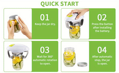 RoboTwist-Style Battery Jar Opener with One-Touch Control, Adjustable Jaws and Two Button Colors