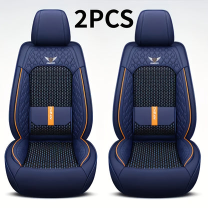 Car Seat Covers 3D Diamond-Embroidered Faux Leather with Two-Front or Five-Seat Set Options