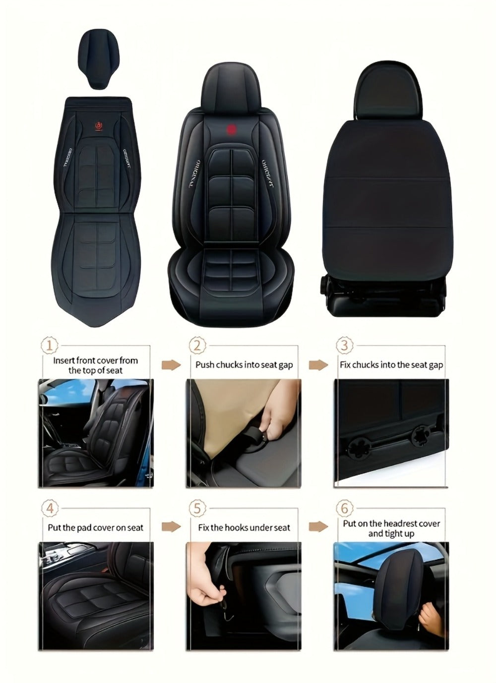 Car Seat Covers Sporty Faux Leather Full-Coverage Front Seat Design in Green or Blue Options