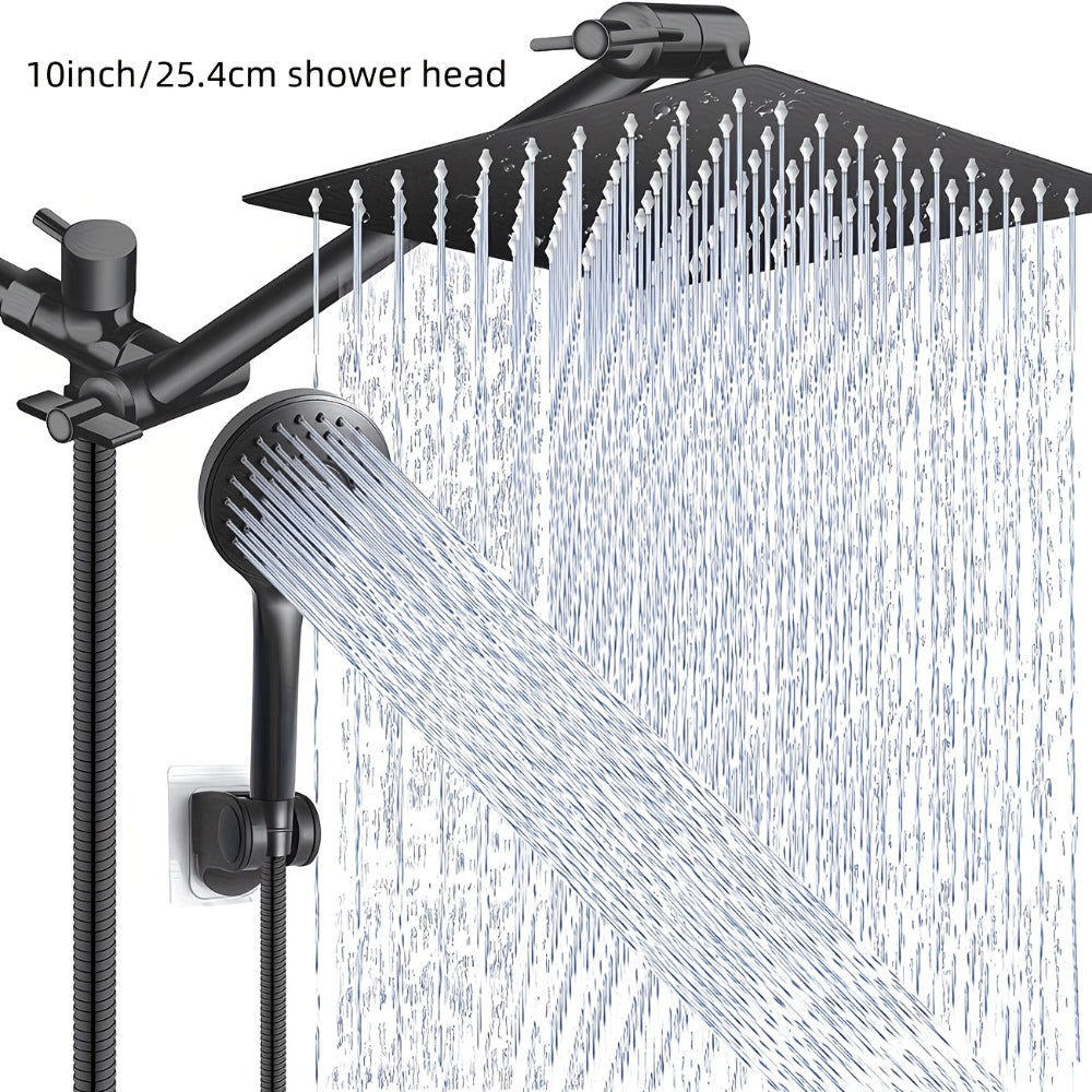 High Pressure Rainfall Shower Head Combo with Handheld Spray – 9 Spray Settings, 180° Adjustable Bracket, Stainless Steel Hose, Anti-Clog Nozzles, Modern Bathroom Shower System