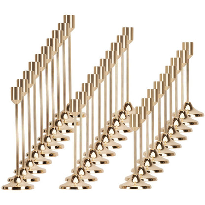 Candle Holder Set 30-Piece Metal Taper Stands in Three Heights with Gold, Silver or Black Finish Options