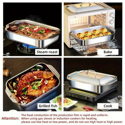 Stainless Steel Baking Tray Sets with Lids and Handles in Three Large or Six-Piece Checkout Options