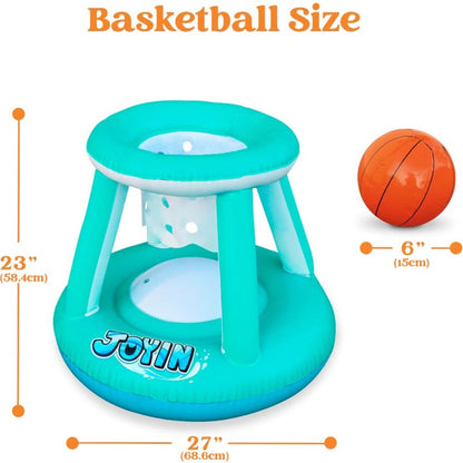 Inflatable Pool Volleyball Set with Basketball Hoop – 2-in-1 Floating Net Court Game for Kids & Adults, Summer Pool Party Toy, Outdoor Swim Sport, Backyard Water Fun