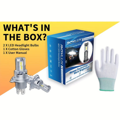H4 LED Headlight Bulbs 60000LM 120W 6500K White High Low Beam Conversion Kit, 9003 HB2 HIR2 9012 Mini CSP Chips Non-Polarity EMC Anti-Flicker for 12V Cars Motorcycles