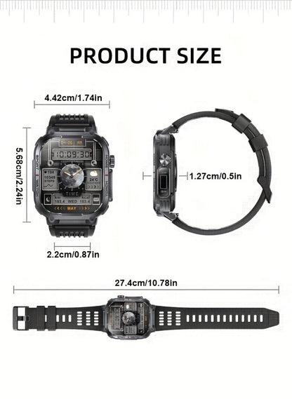 Waterproof Smartwatch with 100+ Sport Modes & LED Flashlight – 2.02" TFT Screen Wireless Calling Sleep Tracker Fitness Activity Tracker Heart Rate Compatible with iPhone Android Gift for Men Women