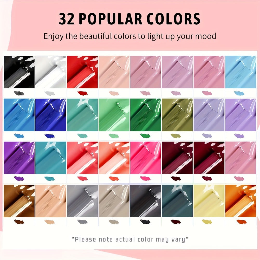 Gel Nail Polish Kit with Lamp and Grinder 35 Colors – Sparkly Matte Glossy Top Coat Base Gel Rhinestone Nail Decorations Complete Set for DIY Beginners Home Salon