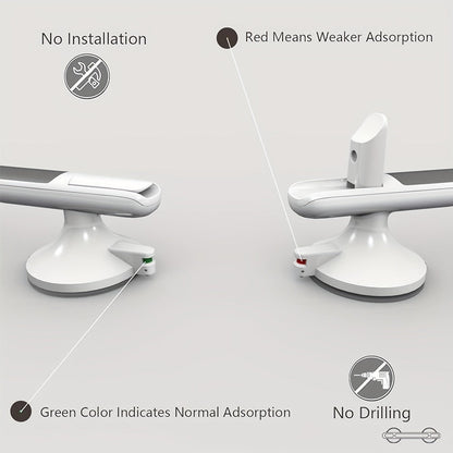 Safety Grab Bar for Seniors - Suction Cup Handrail for Bathroom, Non-Slip Bathtub Rail, Elderly Assist Handle, No Drill Wall Bar for Shower, Toilet, Kitchen Support