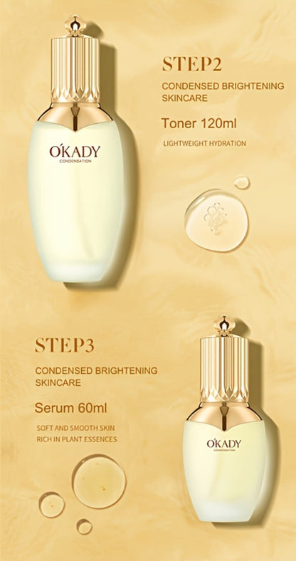 Skincare Set with OKADY Label, 9 Ginseng Products Including Cleanser Toner Essence Serum and Creams