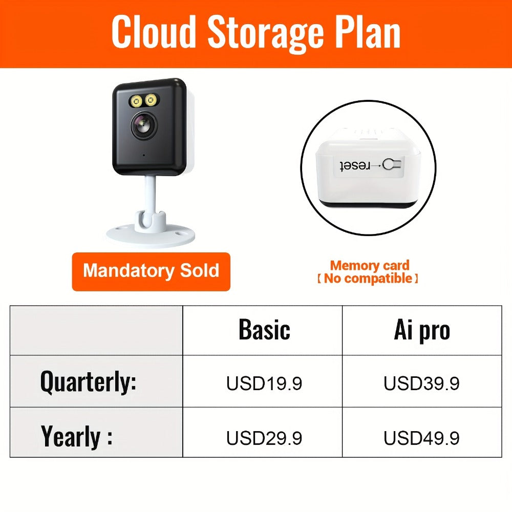 Indoor Security Camera 2-Pack with 3MP Video, Color Night Vision, Two-Way Audio and 2.4GHz WiFi