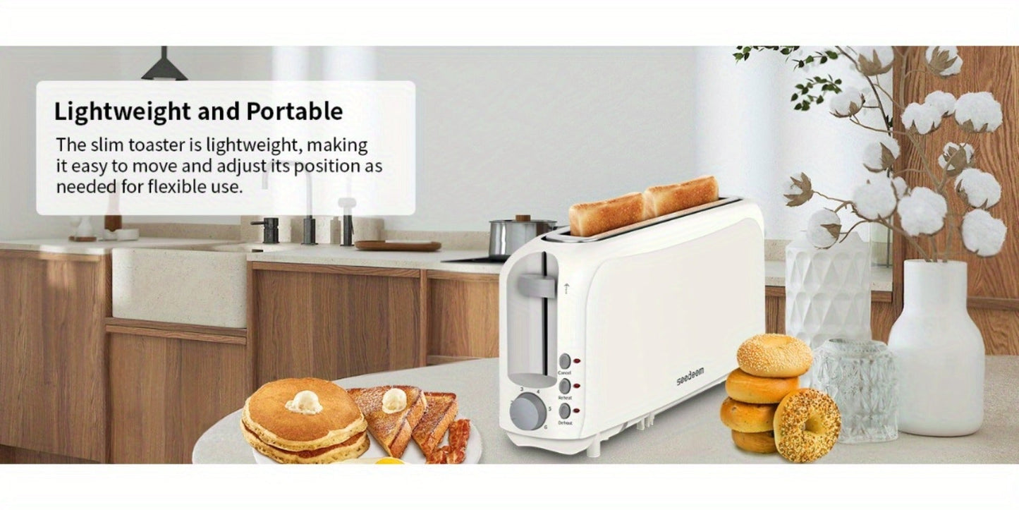 Slim Toaster 2-Slice – SEEDEEM 6-Setting Shade Control, Cancel, Reheat & Defrost, Removable Crumb Tray, 750W Compact Fits-Anywhere Design for Bread, Waffles & Bagels, 6 Colors Available