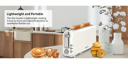 Slim Toaster 2-Slice – SEEDEEM 6-Setting Shade Control, Cancel, Reheat & Defrost, Removable Crumb Tray, 750W Compact Fits-Anywhere Design for Bread, Waffles & Bagels, 6 Colors Available