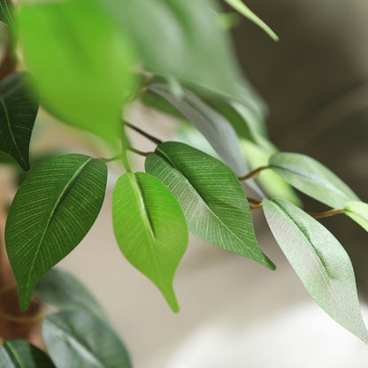 Artificial Ficus Tree Tall Fake Potted Plant Natural Wood Trunk Lifelike Silk Leaves 4FT 5FT 6FT 7FT Indoor Outdoor Living Room Bedroom Office Home Decor No Maintenance