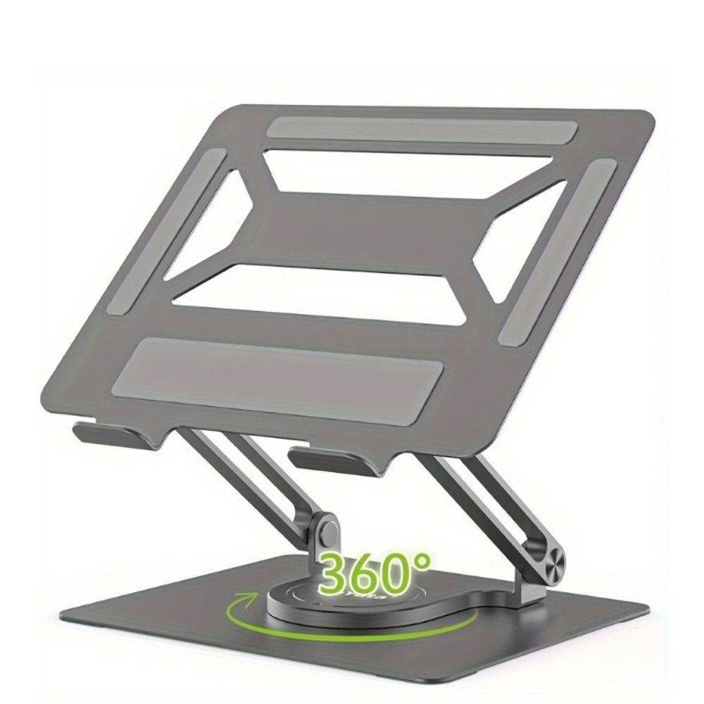 Adjustable Laptop Stand with 360-Degree Rotating Base, Ergonomic Foldable Laptop Holder for MacBook Pro Air and Laptops Up to 17 Inches, Home Office Desk Riser