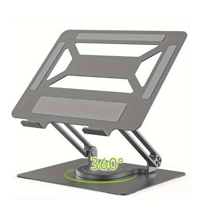 Adjustable Laptop Stand with 360-Degree Rotating Base, Ergonomic Foldable Laptop Holder for MacBook Pro Air and Laptops Up to 17 Inches, Home Office Desk Riser