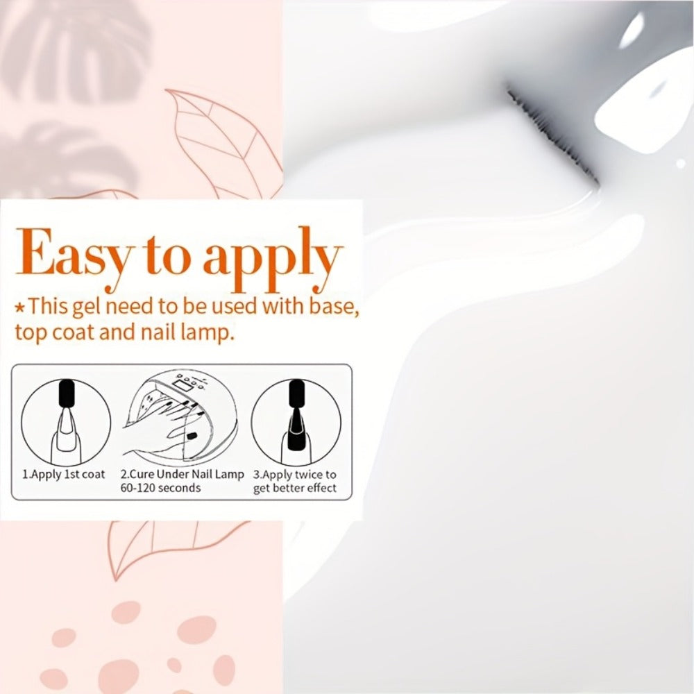 Jelly Gel Nail Polish Translucent 10ml – Glass Nail Look, 30-Day Soak-Off Semi-Permanent UV LED, Milky White Snow Glitter Pink Nude Shades, Buildable Salon Quality for Women