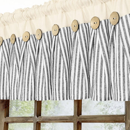 Striped Patchwork Window Curtain Set with Rod-Pocket Top, Six Colors and Five Panel-Count or Size Options