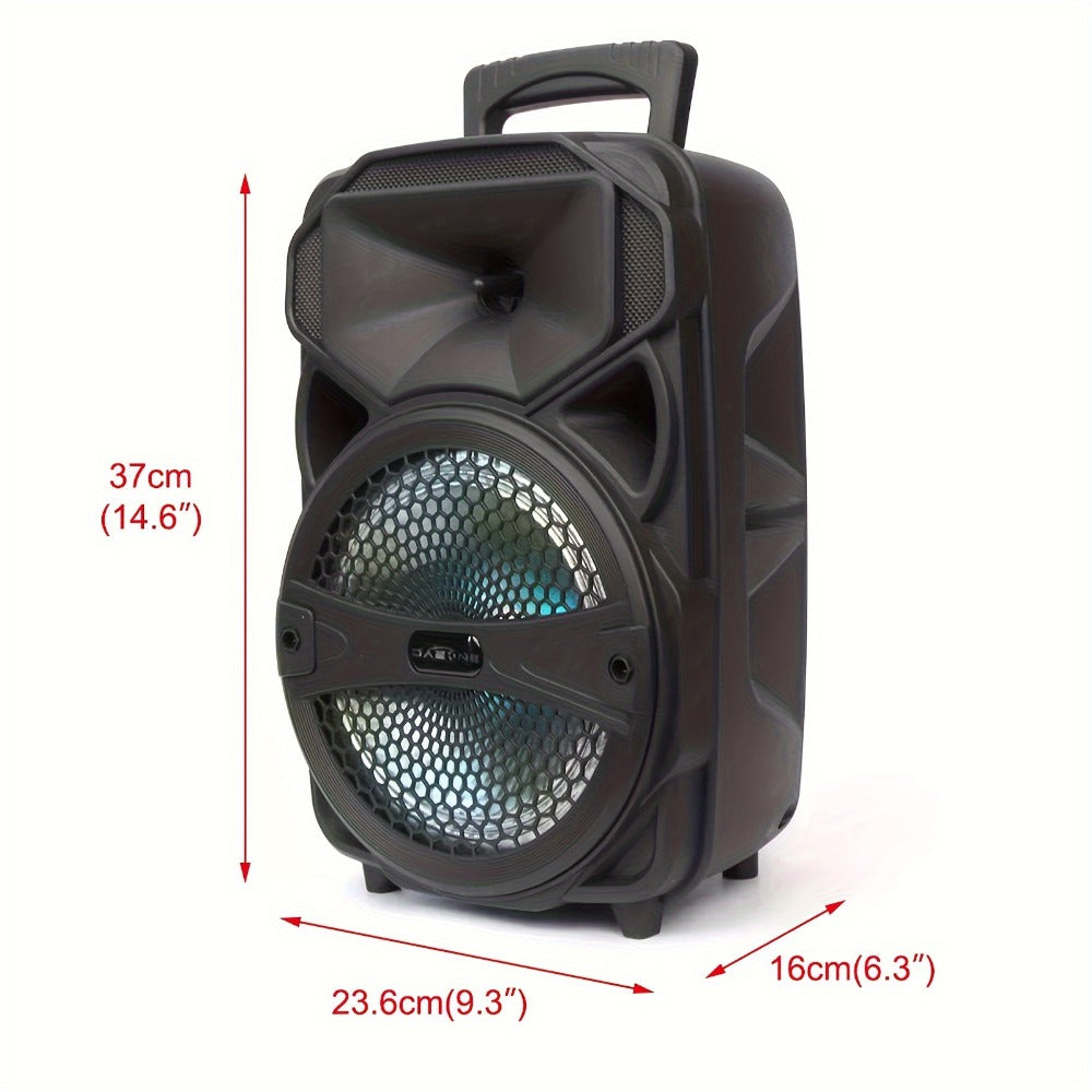 8-Inch Portable Party Speaker with Bluetooth, FM, LED Light, Remote, Microphone, AUX, USB and TF, Four Options