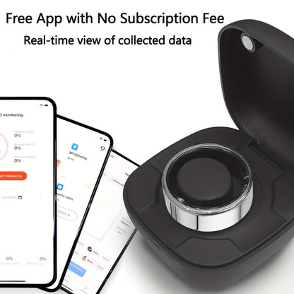 Smart Ring with Charging Case – Bluetooth 6.0 Fitness & Sleep Tracker, Steps, Calories, Remote Camera Control, iOS & Android Compatible, Sizes 7–13, Black Gold Silver