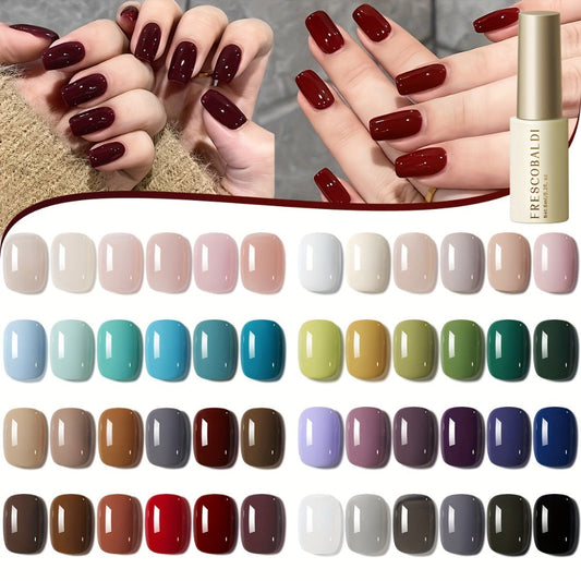 Solid Color Gel Nail Polish Set 6pcs Self-Leveling Soak-Off UV LED High Gloss Chip-Resistant – Popular Salon Shades for Daily Manicure, 8 Color Palettes Available, Nail Art Gift for Women