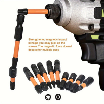 Impact Torx Bit Set 26pcs T7-T40 S2 Steel CNC Machined Tips Security Tamper-Proof Torx Bits 1" & 2" Lengths for Impact Drivers Drills Power Tools Automotive Repair DIY Projects