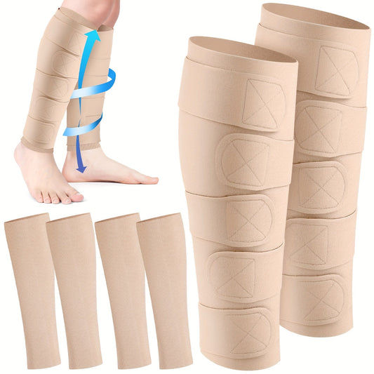 Compression Leg Wraps 3 Pairs - Adjustable Lower Leg Wrap for Lymphedema, Shin Splints & Calf Support, Breathable Non-Slip Compression Bandage for Men Women, Swelling Relief Leg Sleeve Wrap Set