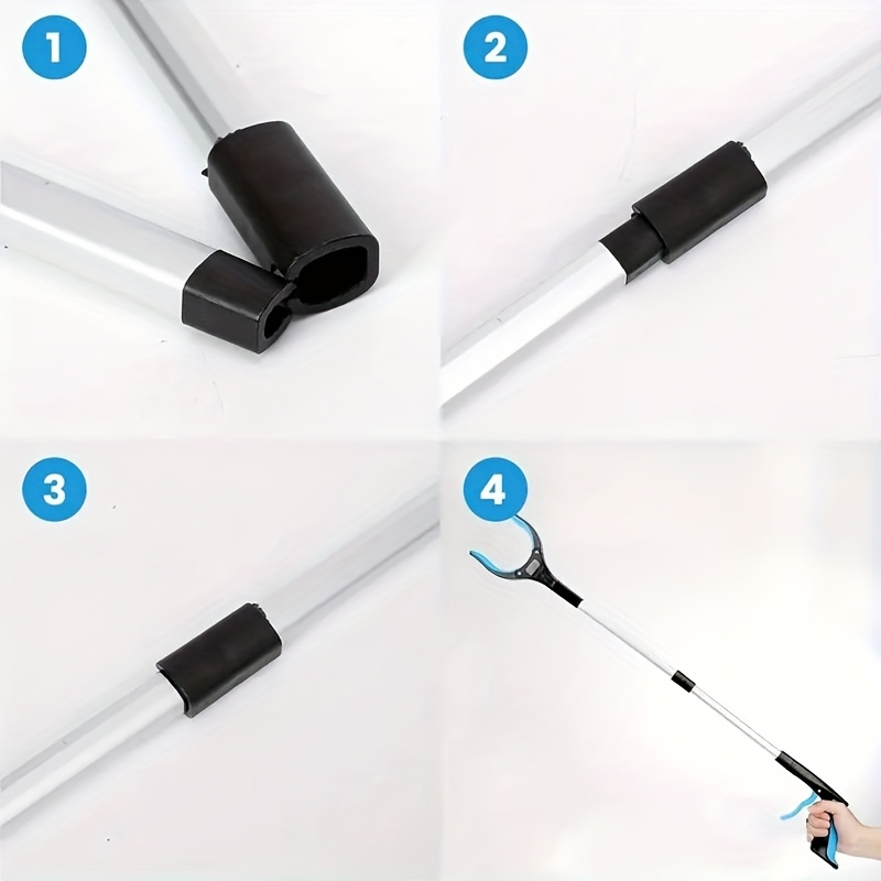 Folding Grabber Reacher with Rotating Silicone Jaws, Magnetic Pickup Tip, Wrist Cord and Green Handle