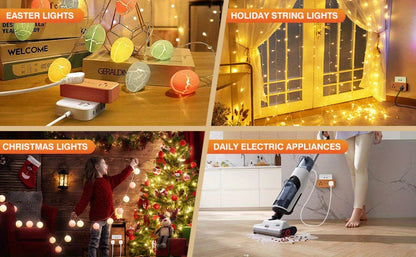 Christmas Tree Remote Control Socket with Built-in Music Function – Wireless 100-Foot Range Outlet Switch for Holiday Lights & Decorations, Gingerbread Design, Easy Plug-In Setup