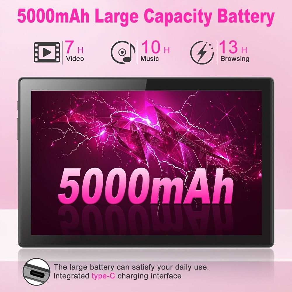 Pink 2-in-1 Android Tablet 10.1 Inch 6GB RAM 128GB ROM 5G WiFi with Keyboard Mouse Case Stylus for an Everyday Personal Care Routine