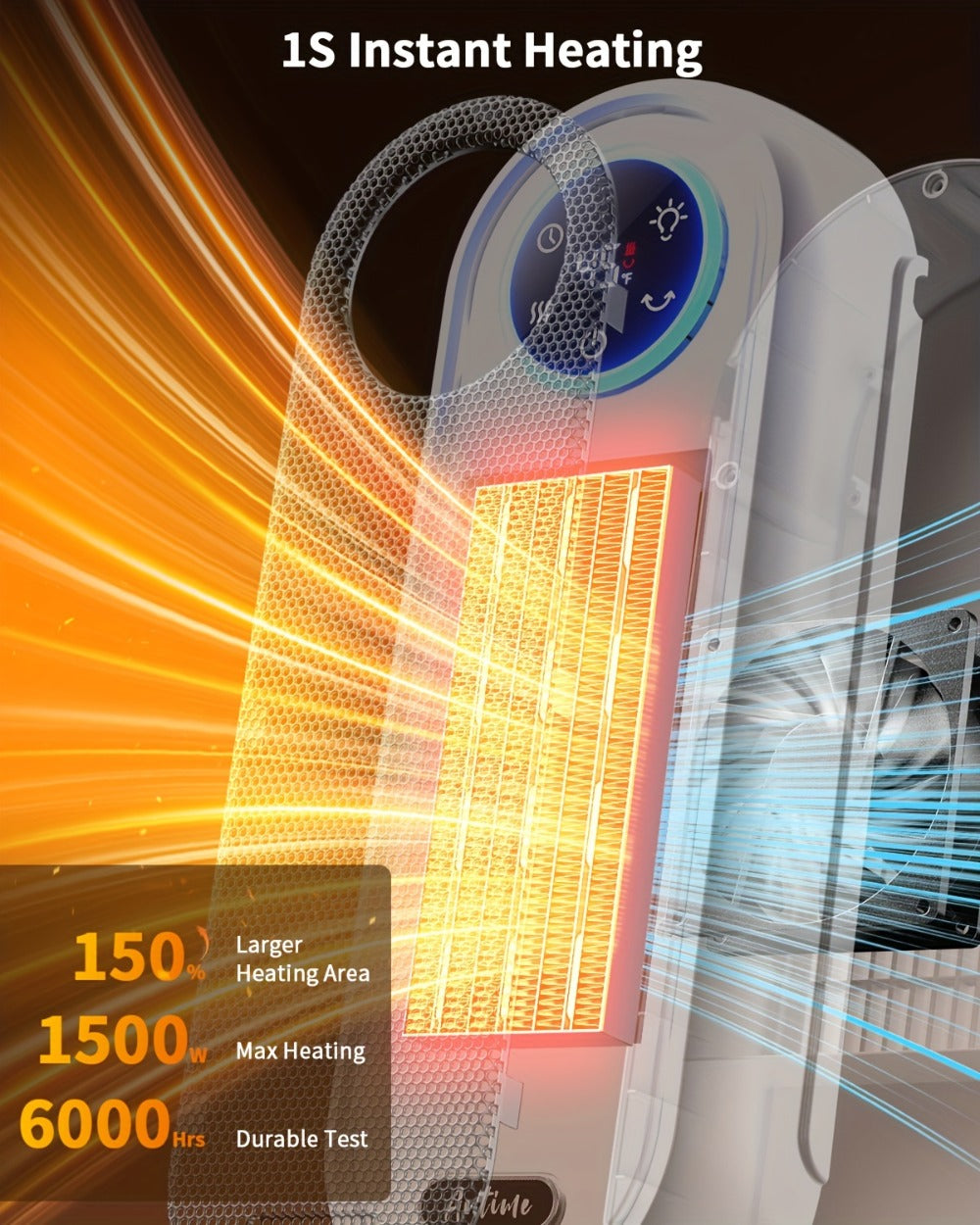 1500W Oscillating Tower Space Heater in Black or White with Digital Remote or Knob Controls