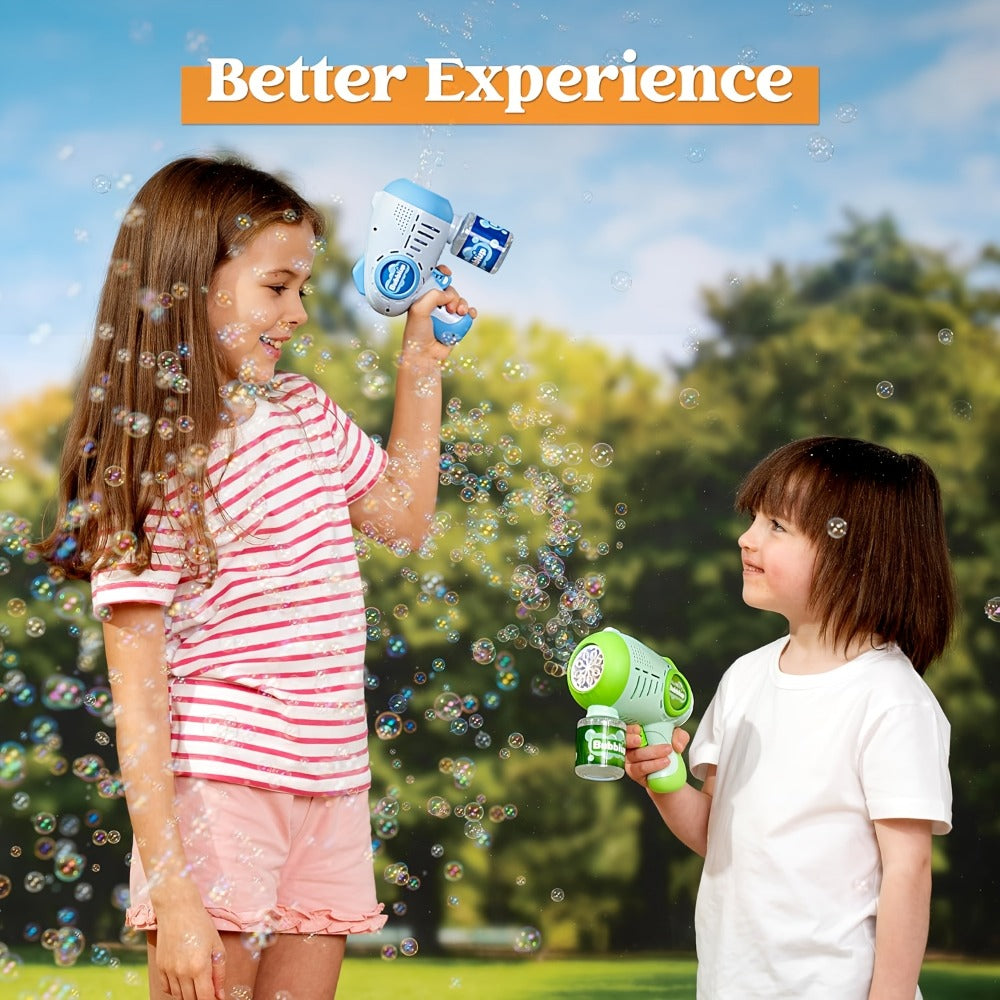 LED Light Up Bubble Gun 2 Pack with 4 Bottles Solution – 10-Hole Automatic Bubble Shooter 10000+ Bubbles Per Minute for Kids Adults, Summer Outdoor Party Easter Birthday Gift Favor