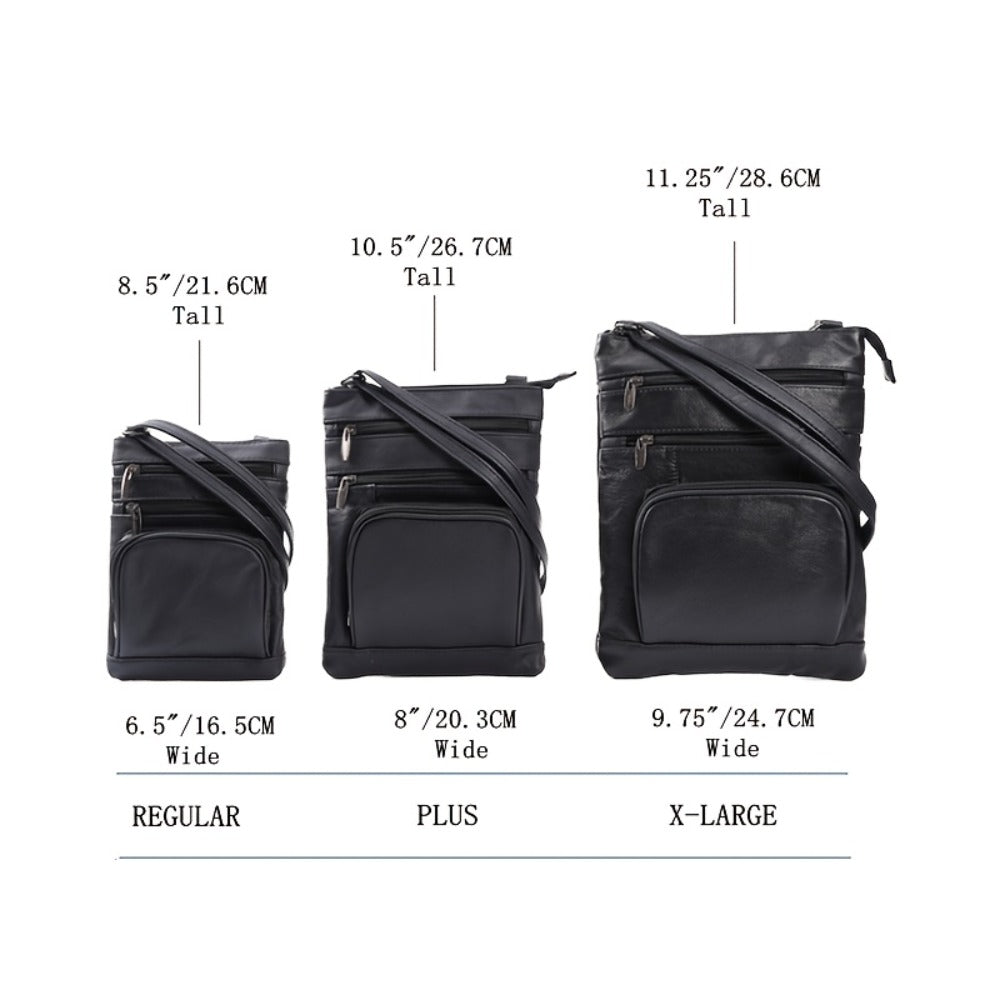 Genuine Leather Shoulder Bag for Women Men Soft First-Layer Cowhide Crossbody Bag Multi-Pocket Messenger Bag 3 Sizes Fits Smartphone Tablet Daily Work Travel – Black Red Brown Navy