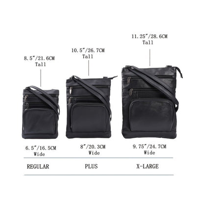 Genuine Leather Shoulder Bag for Women Men Soft First-Layer Cowhide Crossbody Bag Multi-Pocket Messenger Bag 3 Sizes Fits Smartphone Tablet Daily Work Travel – Black Red Brown Navy