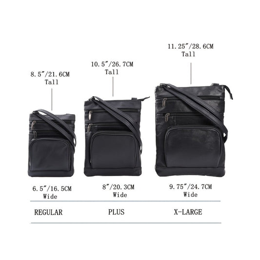 Genuine Leather Shoulder Bag for Women Men Soft First-Layer Cowhide Crossbody Bag Multi-Pocket Messenger Bag 3 Sizes Fits Smartphone Tablet Daily Work Travel – Black Red Brown Navy