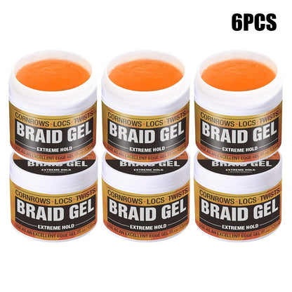 Extreme Hold Braid Gel & Edge Control Hair Wax Pomade — Anti-Frizz, Moisturizing, Long-Lasting for Braids, Locs, Twists & Sleek Styles, Natural Hair, Men & Women — 4/5/6 Pack
