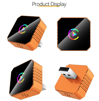 Wireless CarPlay Android Auto Adapter USB Dongle Plug-and-Play Compact Design for Vehicles with Wired CarPlay or Wired Android Auto, Hands-Free Smartphone Connection, Orange & Black